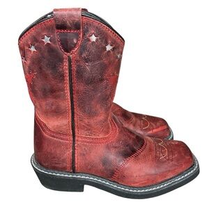 Smoky Mountain Boots Red Leather Cowboy Western Boots Youth 12 Unisex